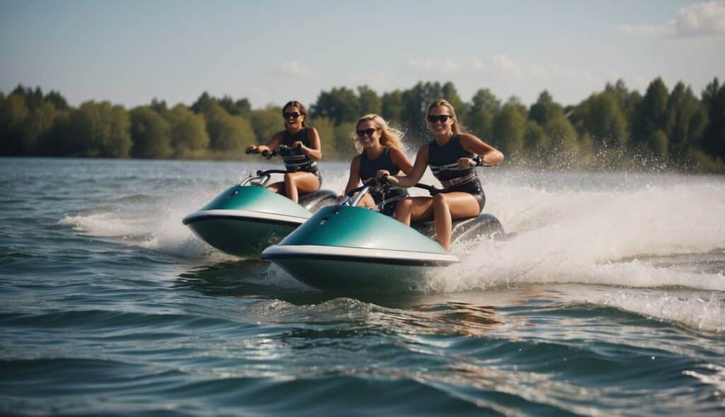 A group of women are being supported and encouraged in the sport of waterskiing by an organization